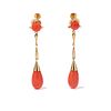 18K YELLOW GOLD CORAL EARRINGS