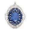 1950â€™s Platinum Gubelin Certified Sapphire & Diamond Pendant