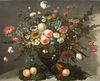STILL LIFE OF FLOWERS IN A GLASS VASE OIL PAINTING