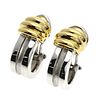 TIFFANY GROOVED SILVER 18K YELLOW GOLD EARRINGS