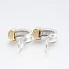 TIFFANY GROOVED SILVER 18K YELLOW GOLD EARRINGS