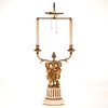 Antique Louis XVI style bronze candelabrum lamp