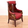 Empire bronze, mahogany fauteuil de bureau