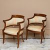 Pair fruitwood and parcel gilt bergeres