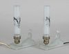 Pair of Art Deco Frosted Glass Figural Boudoir Lamps