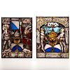 (2) German antique stained glass panels