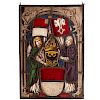Antique stained glass panel of German noblemen