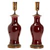 Pair large Chinese oxblood porcelain vases