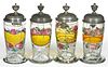FREE-BLOWN AND ENAMEL-DECORATED STEINS, LOT OF FOUR