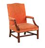 George III Mahogany Upholstered Gainsborough Library Chair