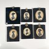 6pc Framed Ink Painted Portraits of American Family Women
