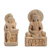 (2) early Indian gray stone Buddhist carvings