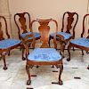Set (8) George II carved walnut dining chairs