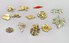 Group of Vintage Gold Tone Pins c1950-Amerique and More