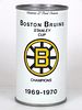 1970 Black Label Beer 1969-1970 Boston Bruins 12oz Tab Top Can T206-05 Natick Massachusetts