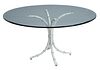 White Painted Bamboo Form and Glass Top Table