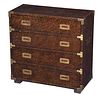 Contemporary Brass Mounted and Faux Porphyry Campaign Chest