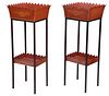 Pair of Contemporary Italian Red Painted Tall Plant Stands