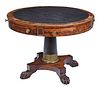 British Regency Style Bronze Mounted, Parcel Paint and Mahogany Drum Table