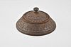 CAST IRON ANTIQUE SHALLOW BOWL WITH LID