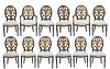  Set of 12 Galimberti Lino Painted and Parcel Gilt Dining Chairs