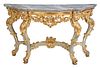 Italian Rococo Style Painted and Parcel Gilt Console Table