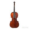 German Violin, Mittenwald, labeled Antonius Stradiuarius Cremonensis/Faciebat Anno 1690, length of back 350 mm.