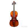 Violin, labeled Pierre Hel Luthier du/Conservatoire à/Lille en l'an 1918, branded at lower ribs P HEL, length of back 360 mm