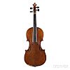 Violin, labeled GB de Lorenzi/Vicenza 1876, length of back 358 mm, with case.