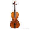 German Violin, labeled Adolph Baur fecit/Stuttgart anno 1870, length of back 360 mm, with case.