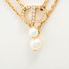 DIOR PETIT CD GOLD PLATED RHINESTONE FAUX PEARL NECKLACE