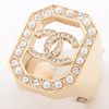 CHANEL COCO MARK GOLD PLATED RHINESTONE FAUX PEARL RING