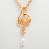 CHANEL LION GOLD PLATED FAUX PEARL NECKLACE