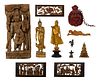 Asian Carved Wood and Metal Sculpture Assortment