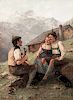 Theodor Kleehaas (German, 1854-1929)      The Serenade/An Alpine Genre Scene