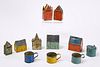 Collection of Painted/Stenciled Tin Banks and Cups