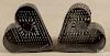 Two tin heart-shaped cheese strainers, 19th c., 3 1/4'' h., 5 3/4'' w., 5 3/4'' d.