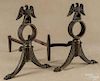 Pair of brass eagle andirons, 20th c., 15 3/4'' h.