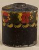 Pennsylvania painted toleware tea caddy, dated 1831 on bottom, inscribed Leah Cook, 5 1/2'' h.