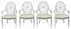 Set of Four Continental Neoclassical Style White Lacquered Armchairs 