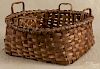 Split oak basket, late 19th c., with four bentwood handles, 6'' h., 13'' w.