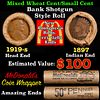 Small Cent Mixed Roll Orig Brandt McDonalds Wrapper, 1919-s Lincoln Wheat end, 1897 Indian other end, 50c