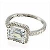 decadence sterling silver emerald cut halo engagement ring Size 9