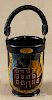 Contemporary painted leather fire bucket, by S. M. Lalioff, 17 1/2'' h.