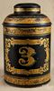 Painted tin tea canister, 19th c., 16 1/2'' h.
