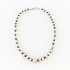 Silver Hollow Bead Choker Necklace