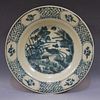 LARGE ANTIQUE CHINESE BLUE WHITE PORCELAIN CHARGER - MING DYNASTY