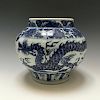 CHINESE ANTIQUE BLUE AND WHITE JAR