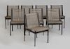 Set of Eight Painted Metal and Mesh-Upholstered Patio Chairs, Richard Schultz
