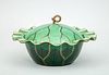 Modern Chinese Cloisonné Water Lily Leaf-Form Bowl and Cover